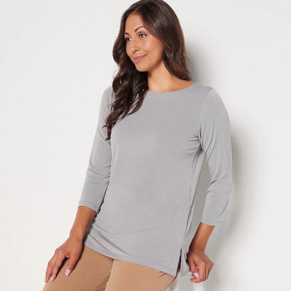Susan Graver Tunic Top 2XP Liquid Knit Gray NWOT